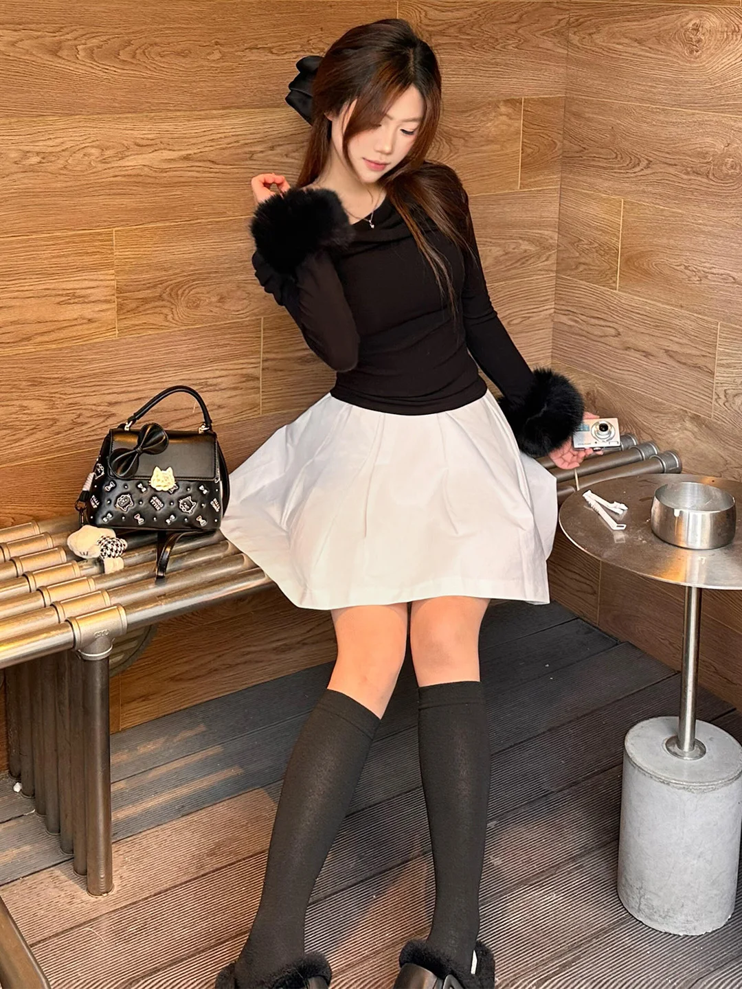 

Women's High Waist A-Line Skirt Puffy Umbrella Skirt Short Length Pleated Design White Loose Fit Spring 2026