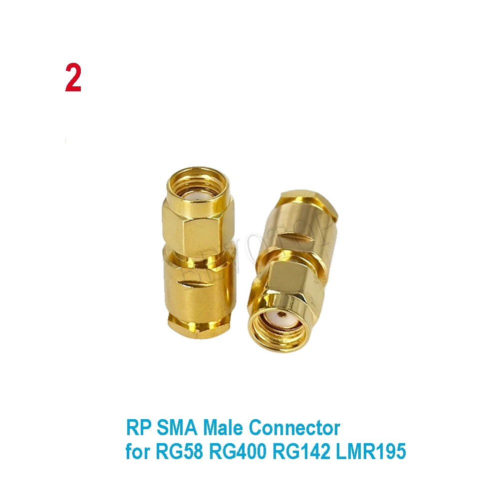 2Pcs/Lot SMA Male Female Clamp Solder for LMR195 RG58 RG142 RG223 RG400 Brass Gold Plated Straight RF Adapters Cable Connector