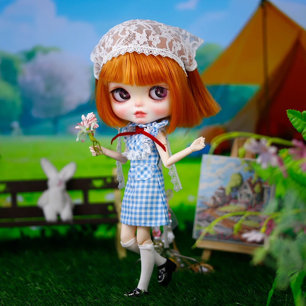 

ICY DBS Blyth Кукла Имбирь Короткие Волосы Ярмарка Кожи Baby Fat Круглое Лицо Ручная Роспись Макияж 30 см Кукла Фестивальный Подарок Подарок На День Рождения