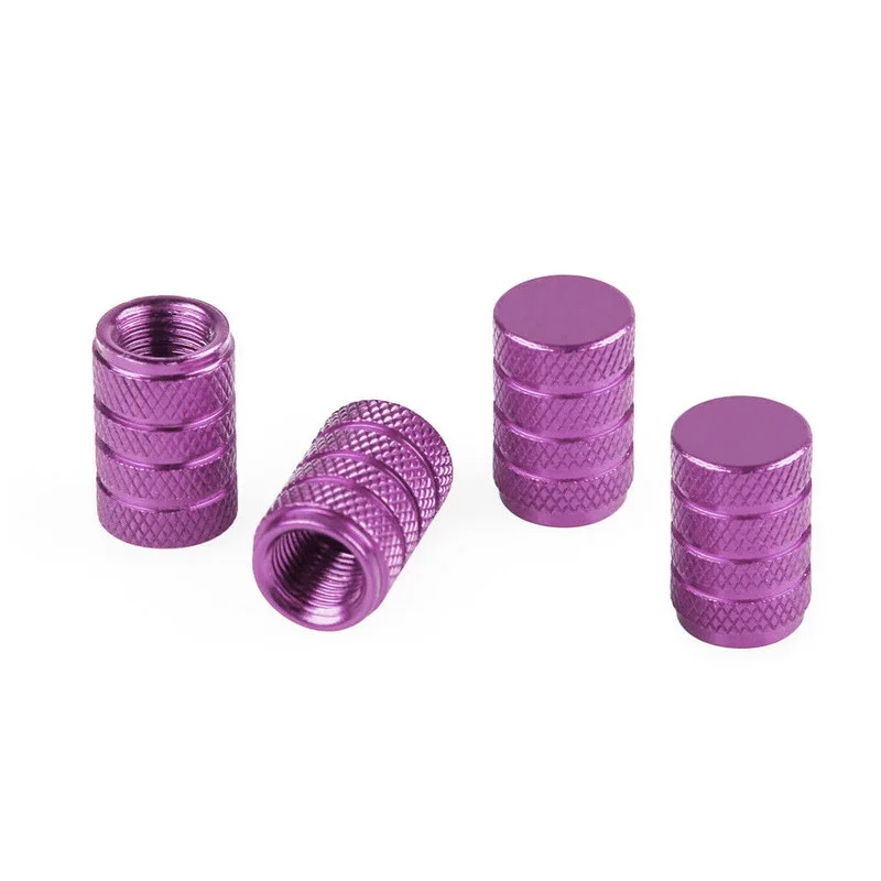 4pcs Car Truck Wheel Tire Air Nipple Caps Aluminum Airtight Stem Air Valve Cap Purple Exterior Parts Universal Car Accessories