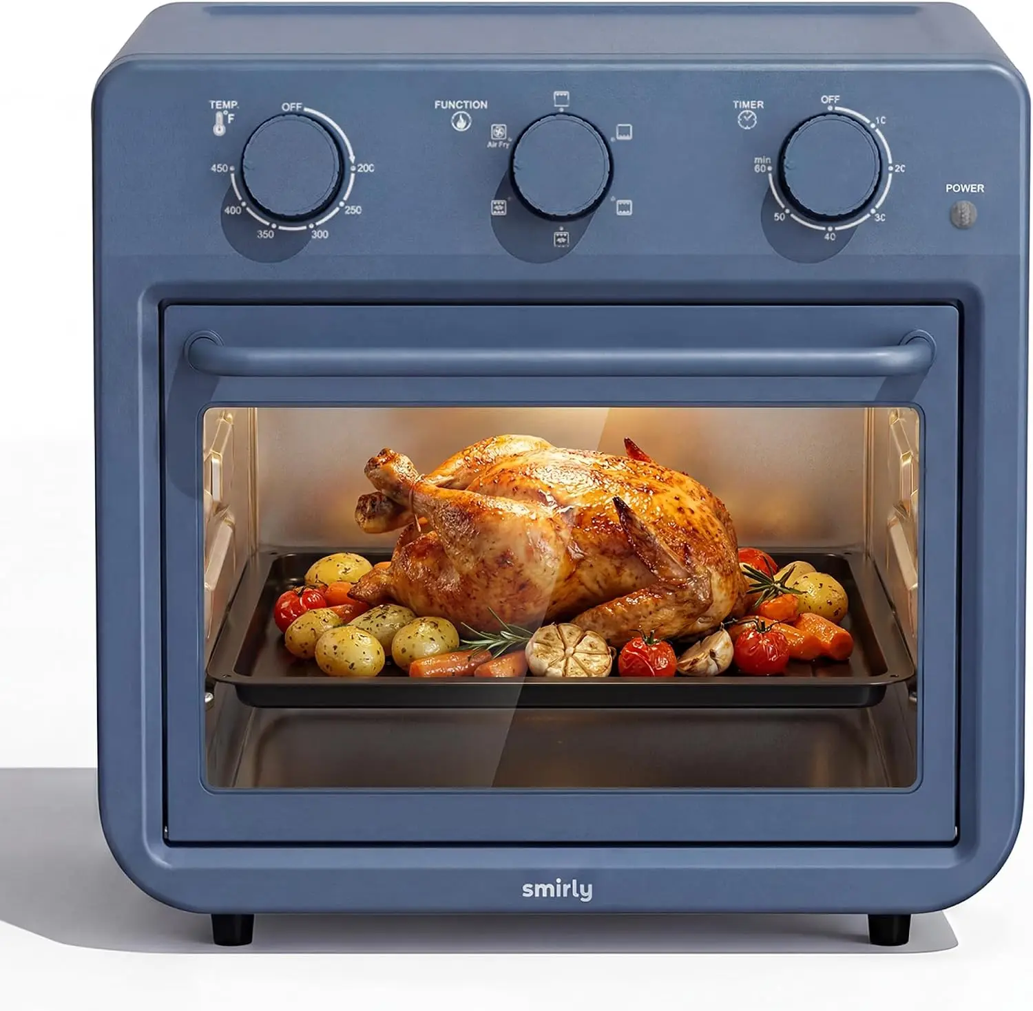 6-in-1 Air Fryer Toaster Oven Combo, 27QT Convection Oven Countertop, 1800W Oven for Toast, Roast, Bake, Reheat, Broil, Warm