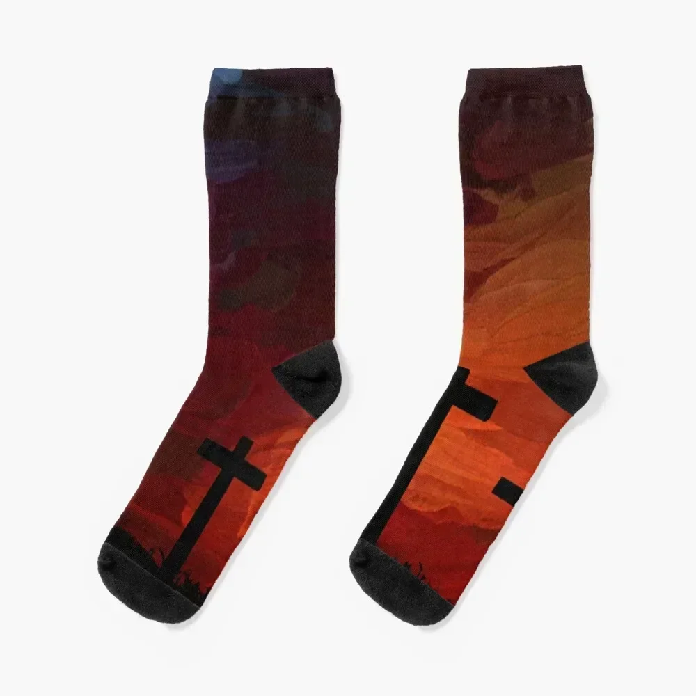 

Religious Painting Artwork Cross Landscape Socks set soccer anti-slip loose Woman Socks Men's