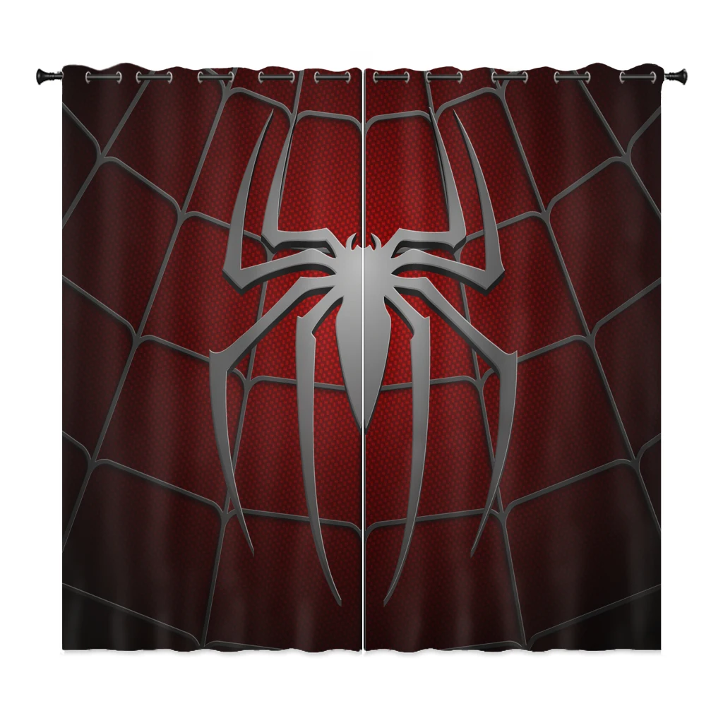 The Avengers Spider Man Anime Curtains For Living Room Bedroom Blackout Drapes 1pc Home Decor Perforated Dustproof 커튼