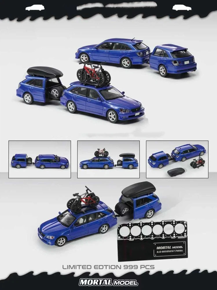 

Коллекционная модель автомобиля Mortal 1:64 ALTEZZA GITA ELIXIR JDM из литого сплава с прицепом (999 деталей), не игрушка, для 14+ лет