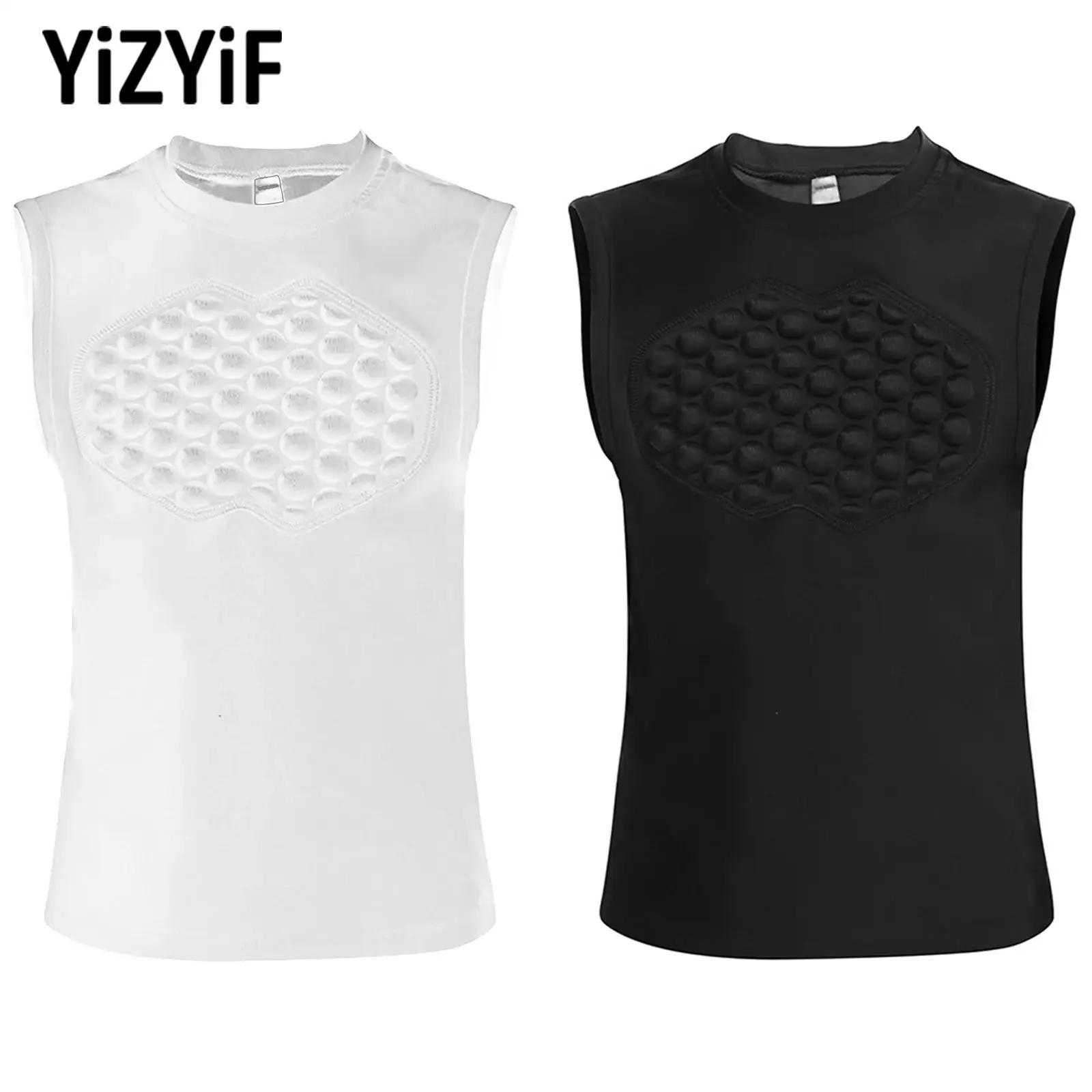 

Kids Fitness Vest Girl Anti-Collision Padded Vest Round Neck Sleeveless Athletic Tank Top for Basketball Football Rugby Baseball