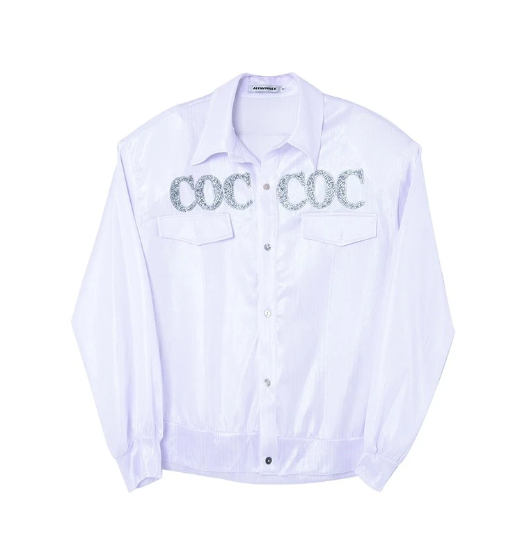 Losse oulder gewatteerde lange Sve heren irt trendy all-match open vest bovenkleding letter warmteoverdracht ontwerp