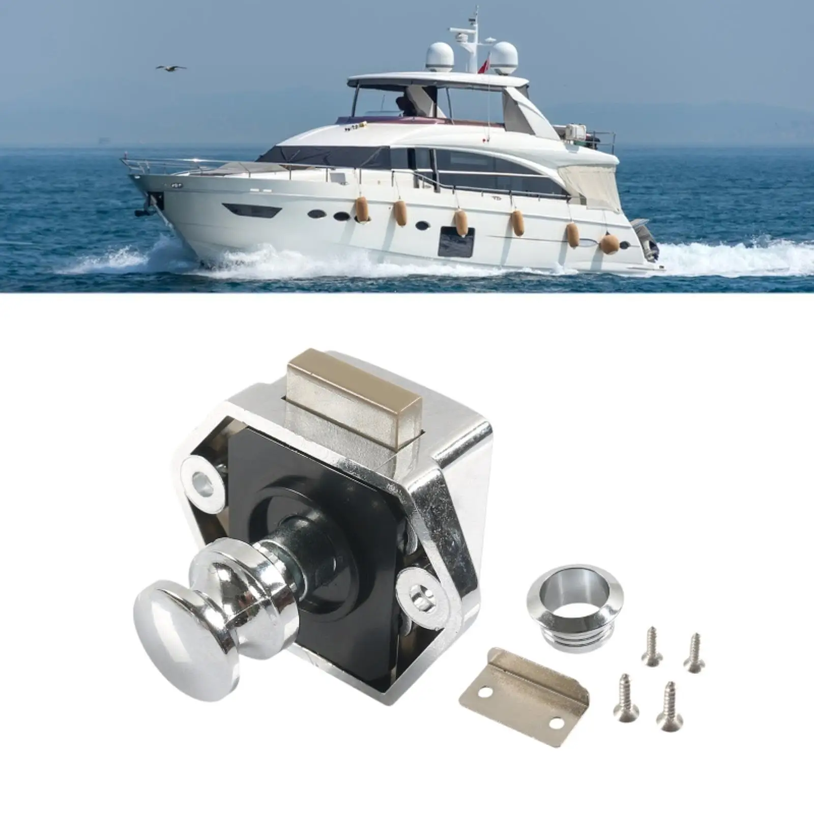 Push Button Lock Cabinet Door Latch for RV Boat Door Thickness 14-16mm