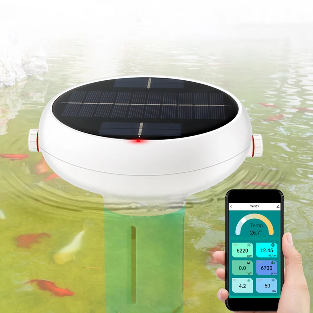 WiFi Zigbee PH Meter Work with Tuya Smart Life APP PH ORP EC TDS Salinity Temp CL Meter USB Solar Powered Floating Swimming Pool