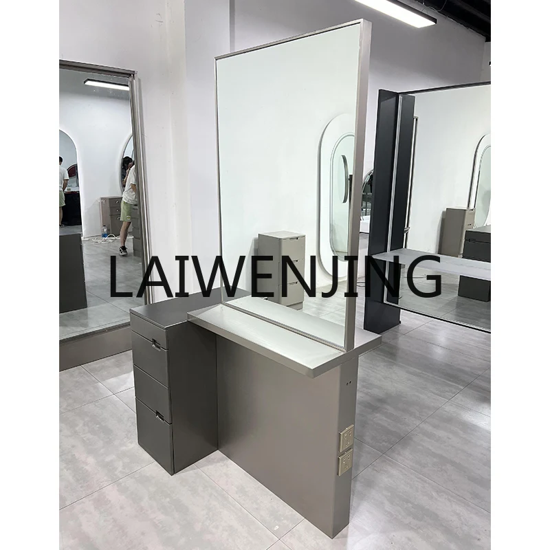 

New Barber Shop Mirror Floor Hot Dyeing Stainless Steel for Hair Salon Single-Sided Hairdressing Dressing Table