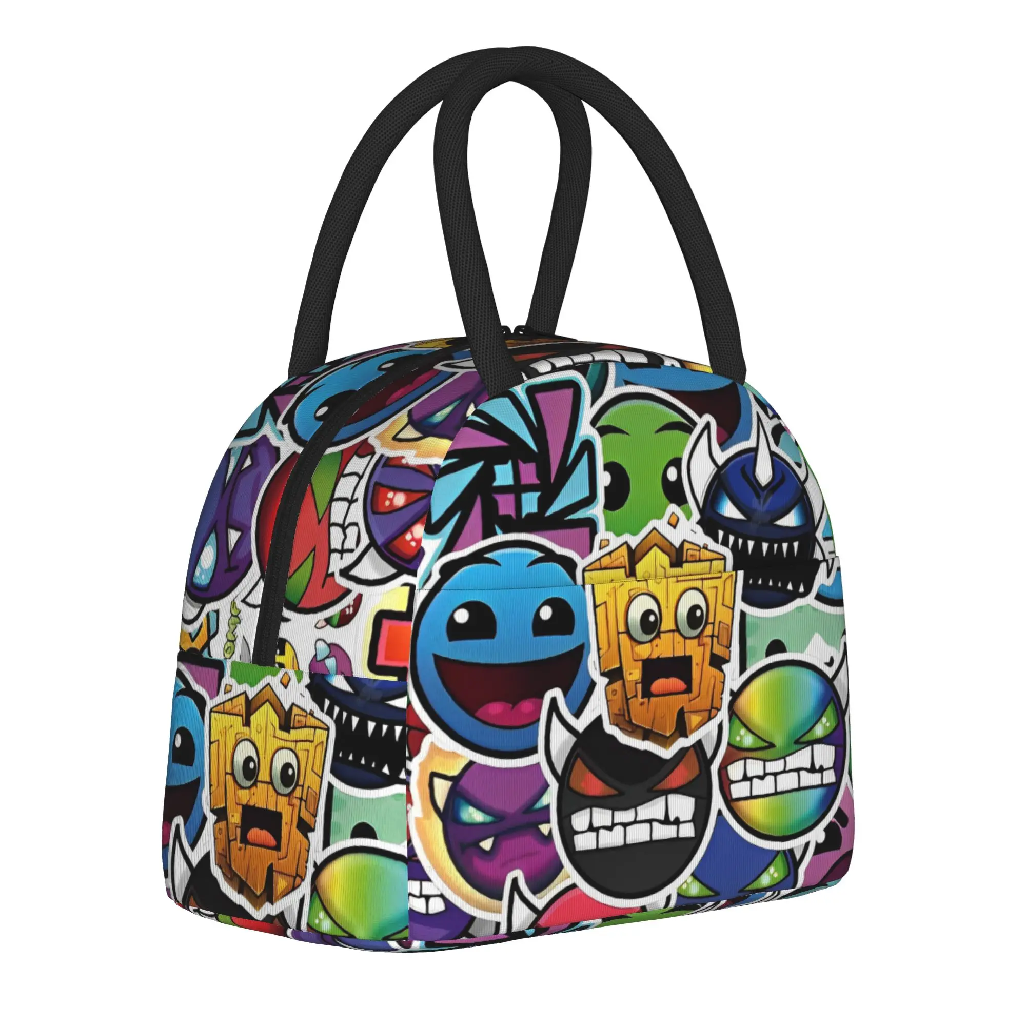 50pcs Geometry Cube Gaming Dash Insulated Lunch Bags Thermal Bag Reusable,Lunch Container  High Capacity Tote Lunch Box