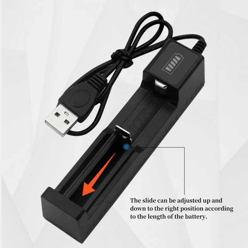 Cargador Universal para baterías recargables de iones de litio 18650 14500, adaptador de cargador USB de batería de 1 ranura, carga inteligente LED