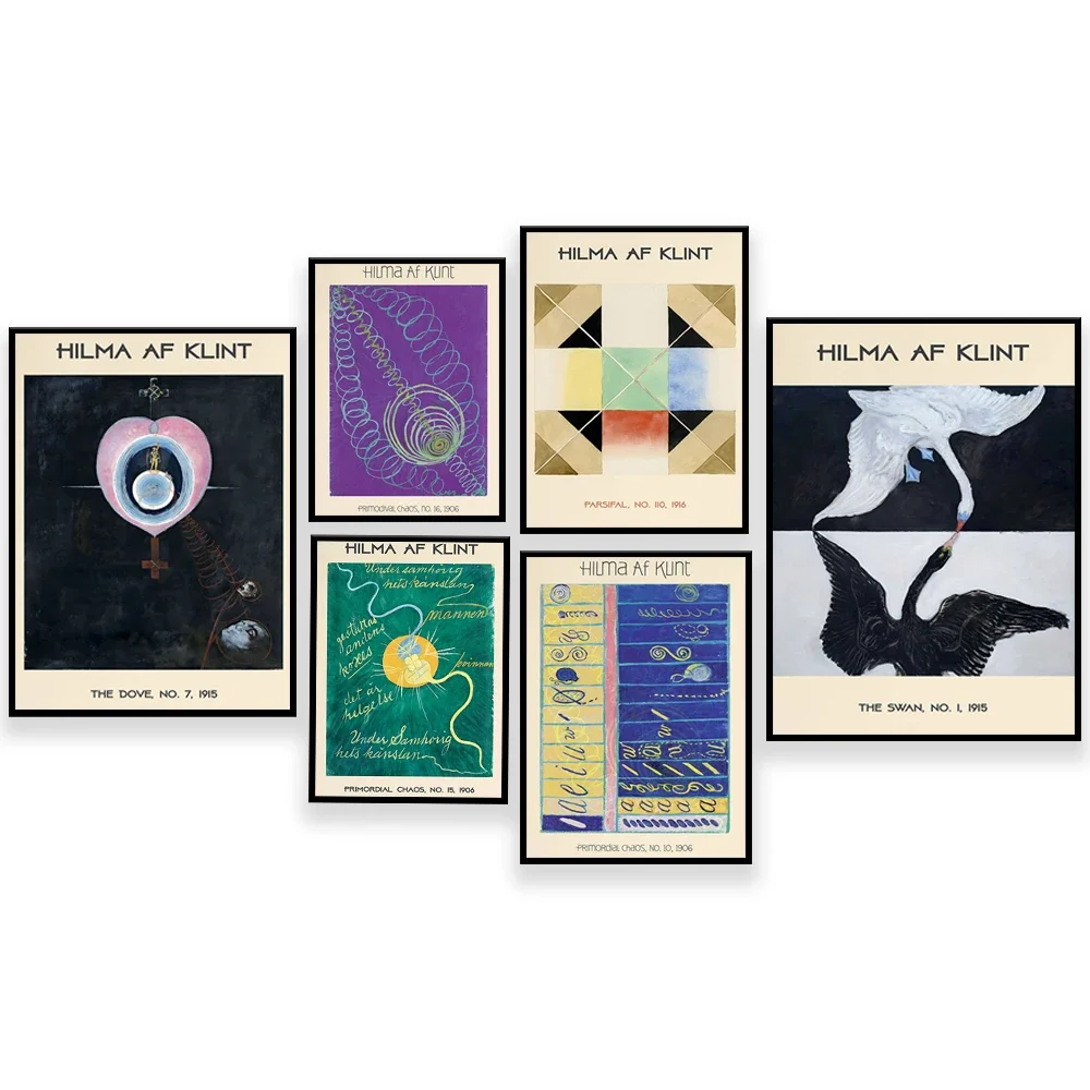 

Hilma Af Klint Geometric Lines Boho Chic Wall Art Canvas Painting Scandinavian Beautiful Room Decor Poster, Exhibition Poster