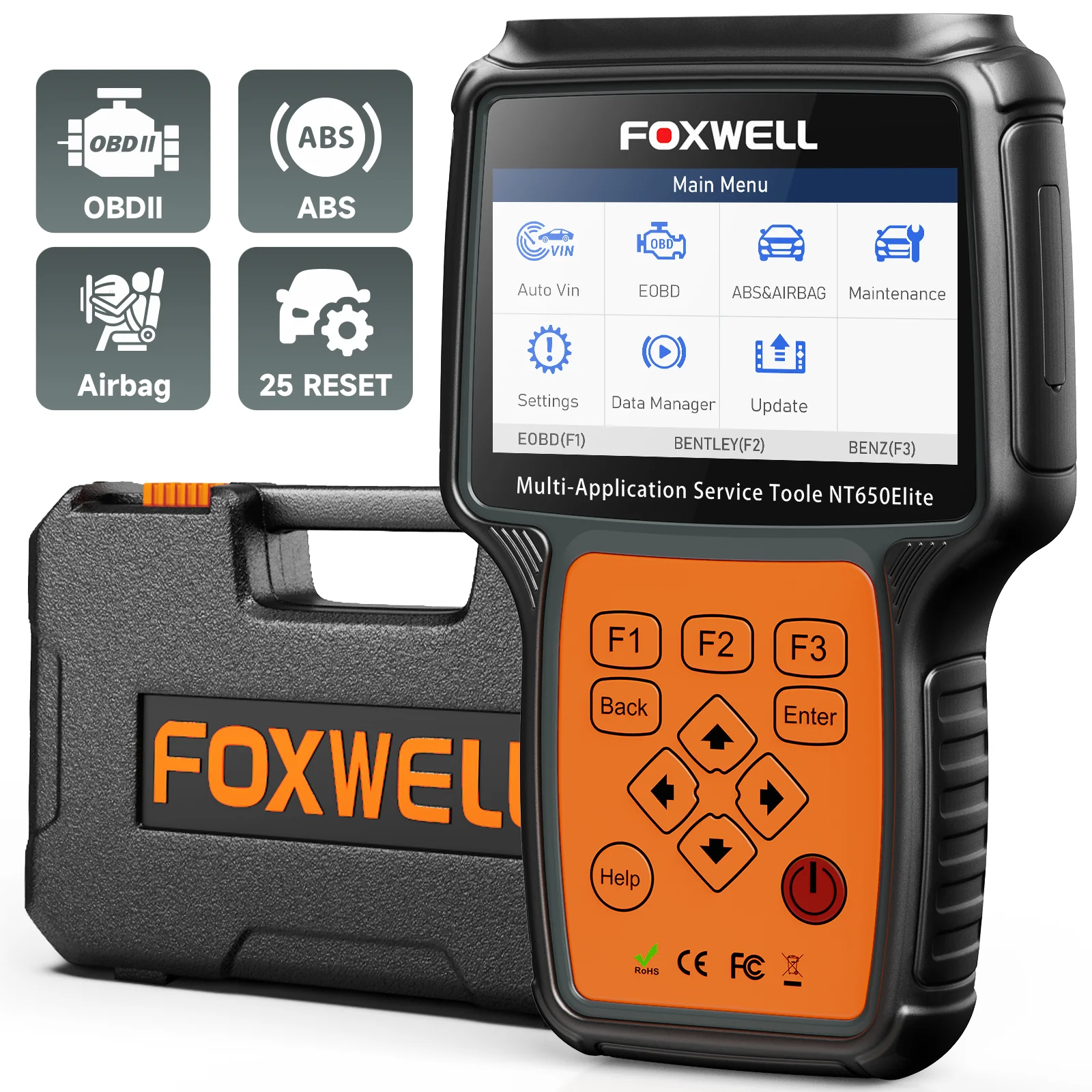 Foxwell NT650 Elite OBD2 Automotive Scanner ABS/SRS/BRT/DPF/TPMS/EPB 26+ Reset Professional Auto Car Diagnostic Tool OBD2 Scanne