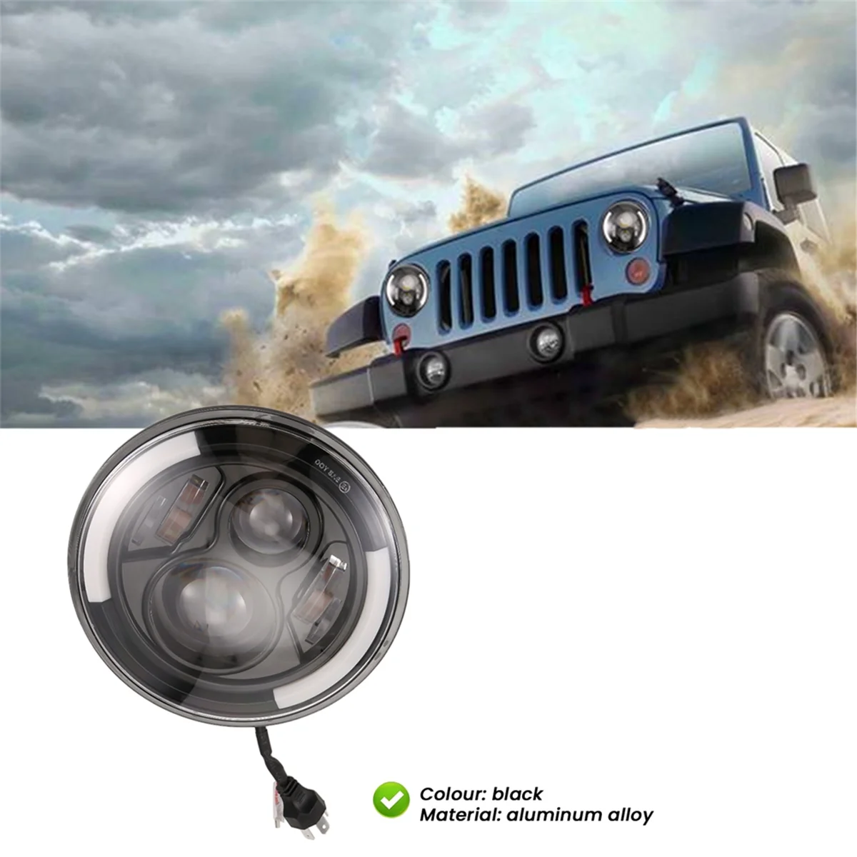 7 Polegada led farol redondo 200w halo ângulo olhos drl lâmpada de corrida para jeep wrangler jk lj tj cj 1997-2018 1 pçs