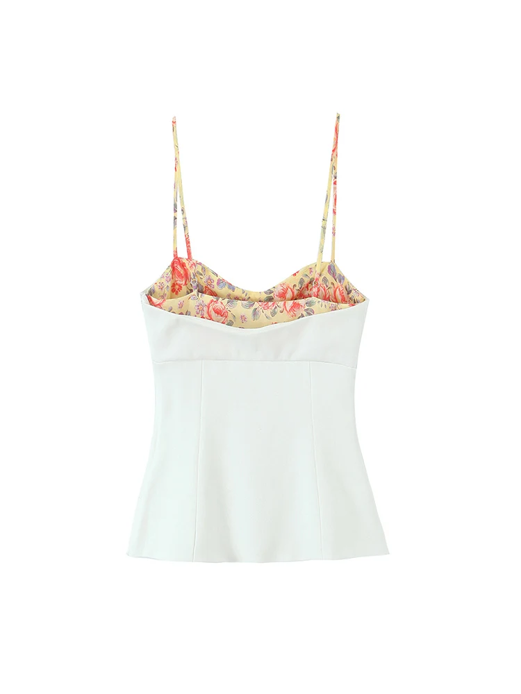 KUCLUT 여성 패션 패치 워크 백 레스 사이드 지퍼 Camis 빈티지 얇은 스트랩 v 넥 여성 세련된 레이디 탱크 탑