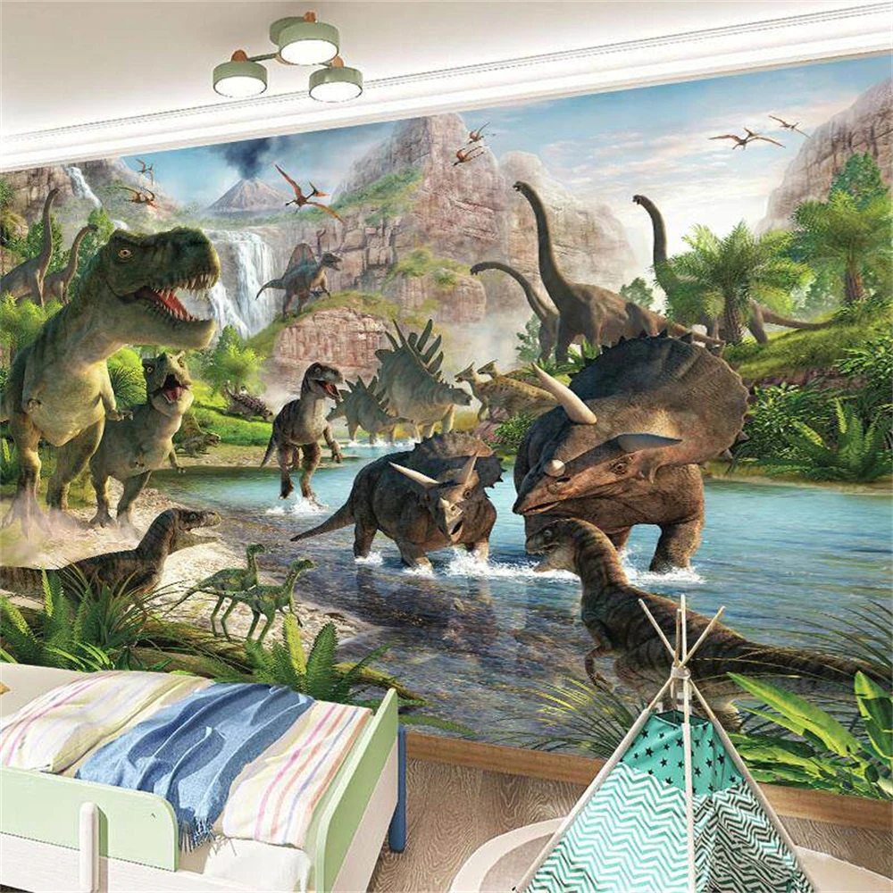 custom papel de pared 3D mural dinosaur wallpaper for children's room background wall paper stickers living room home decoration