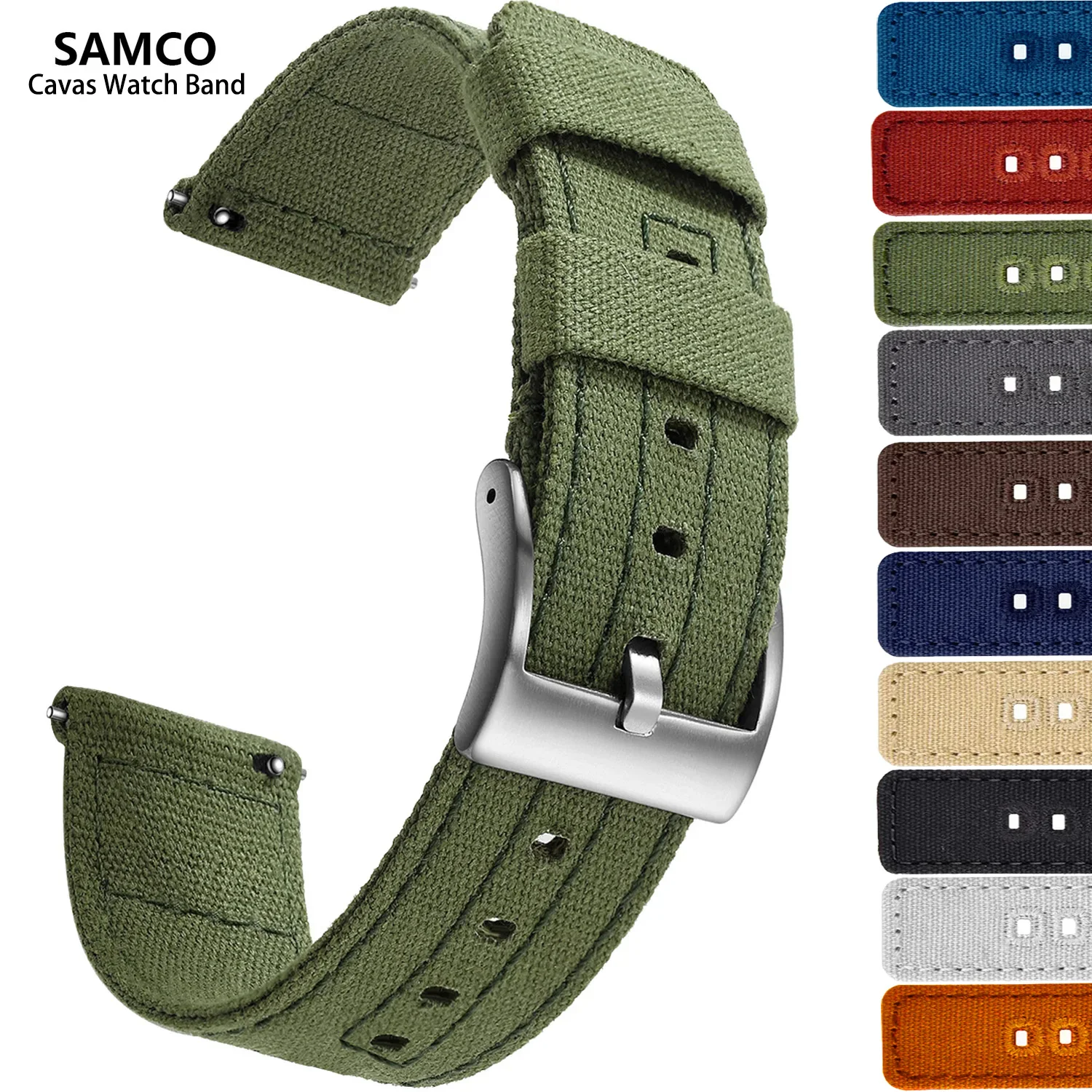 SAMCO Canvas Quick Release Watch Band 20mm 22mm Replacement Watch Straps for Men Women