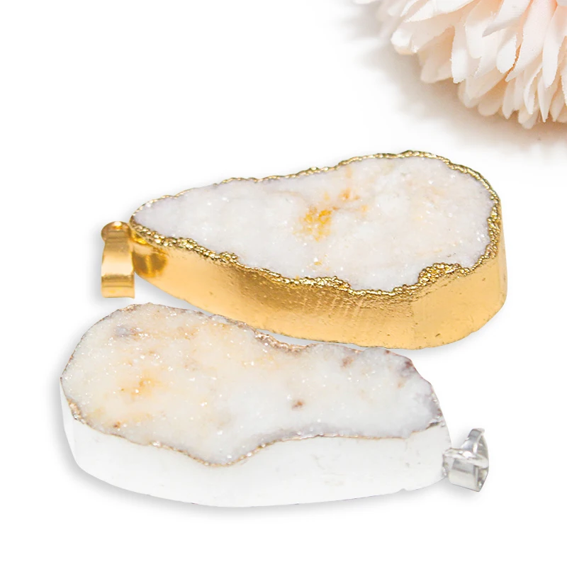 Water Drop Quartz Stone Pendant For Women Raw Crystal Cluster Necklace Reiki Healing Jewelry