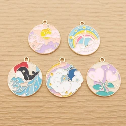 10pcs Sun Cloud Rainbow Heart Bottle Charm for Jewelry Making Enamel Necklace Pendant Diy Accessories Zinc Alloy Gold Plated