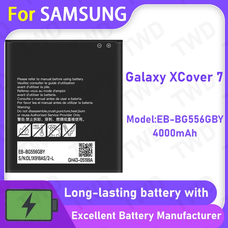 

100% New 4000mAh EB-BG556GBY Battery For Samsung Galaxy X Cover 7 Replacement Bateria