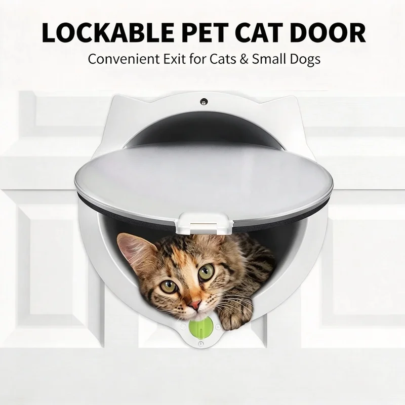 Cat door, free entry and exit, suitable for small pets like cats and dogs, can be installed on glass doors, wooden doors, or met