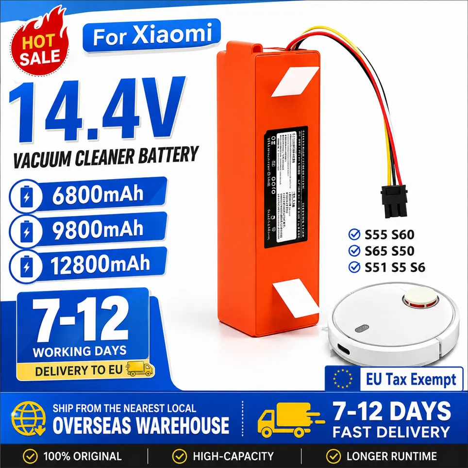 Ersatzakku 14,4V 12800mAh Li-Ion Roboterstaubsauger Zubehör für Xiaomi Mijia 1S Roborock S50 S55 S5 Max S6 S7 Ersatzteile Polen Lager