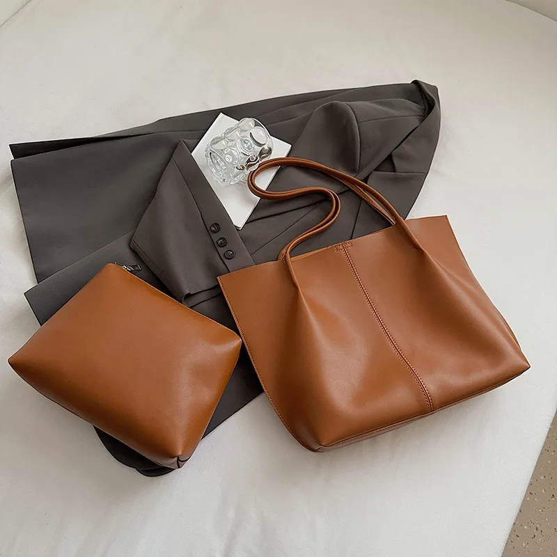 

Korean Retro Tote Bag for Women New Collection Simple and Versatile Mother and Child Bag Casual Commuter Shoulder Bag