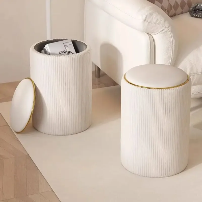 بسيطة وأنيقة جولة البراز المنزل مرحاض تخزين مسند القدمين للماء مريحة لينة جولة الجلود النسيج العثماني البراز