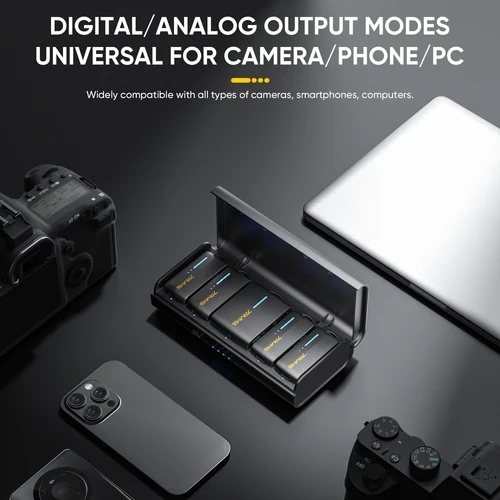 Imagen 2 del producto 7RYMS iRay DW40 micrófono inalámbrico Lavalier de cuatro canales 4 pistas de Audio salida Individual cancelación de ruido micrófono de solapa