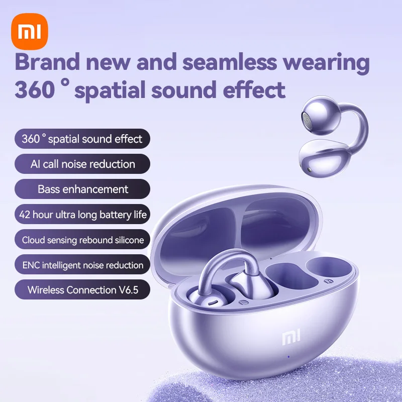 XIAOMI Mijia Wireless Earphone Open Ear M91 Ear Clip ENC Headset Bluetooth 5.4 HD Call Touch Control Headphone for Android iOS