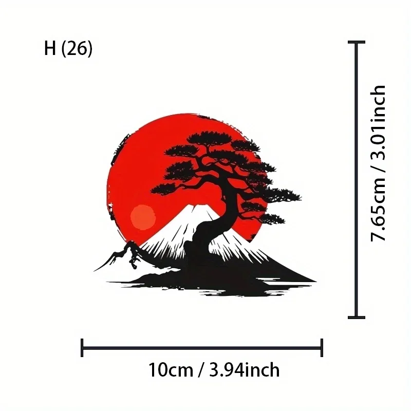 Sunset Mount Fuji Bonsai Vinyl Sticker Self-adhesive PVC Decal for Car Smooth Surface Multipurpose Festival Decor Accessories