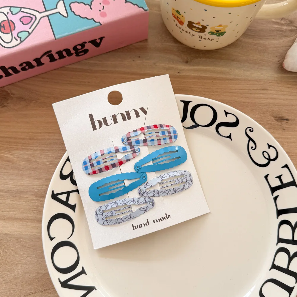6pcs Wavy Plaid Hairpin Hair Small Fresh BB Clip Baby Side Bangs Broken Girls Women Headwear Hair Styling Tools Accessories