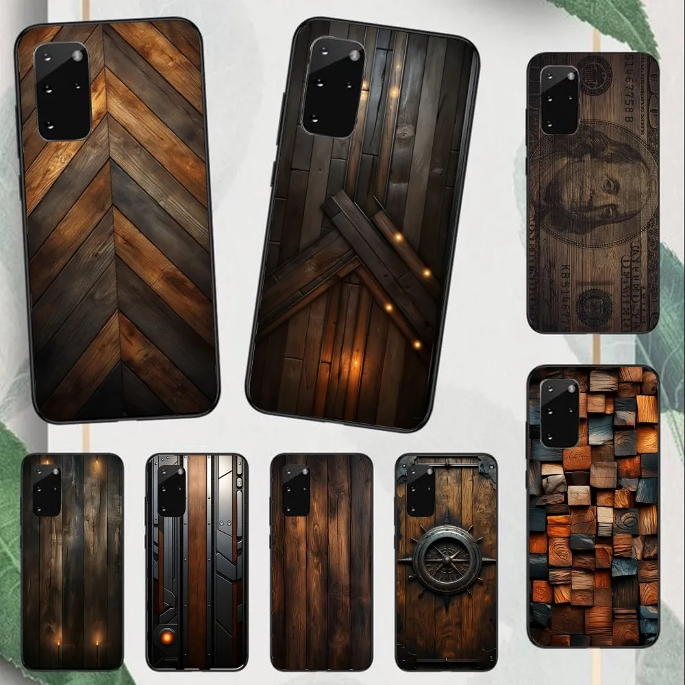 Wood Texture Mobile Cell Phone Case for Samsung Note 9 10 20 Plus Pro Ultra J6 J5 J7 J8 Black Soft Phone Cover Funda