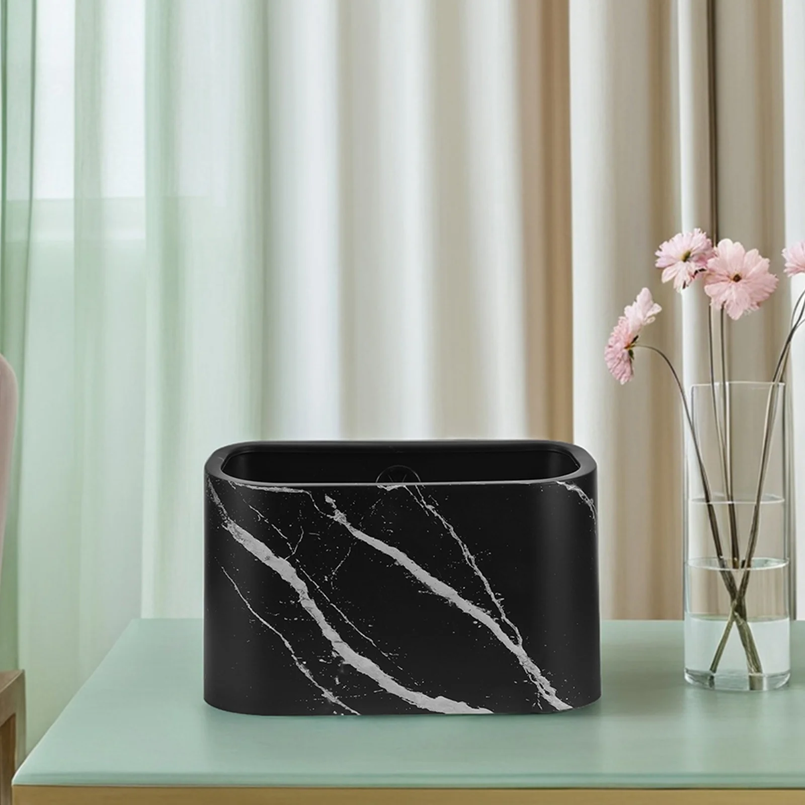 

2 Pcs Countertop Trash Can. Desktop Rubbish Bin Mini Garbage Plastic Wastebasket Small Office