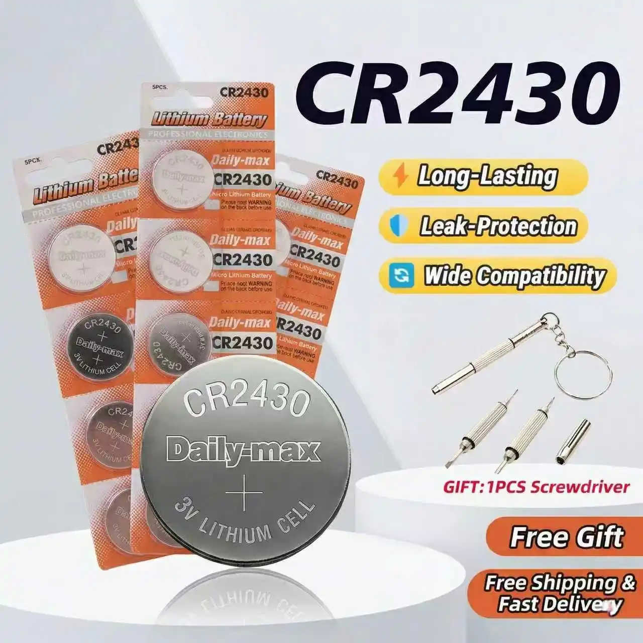 CR2430 3V Lithium Battery DL2430 BR2430 Button Cell 300mAh for Car Key Electronic Scale Electric Light Coin Batteries