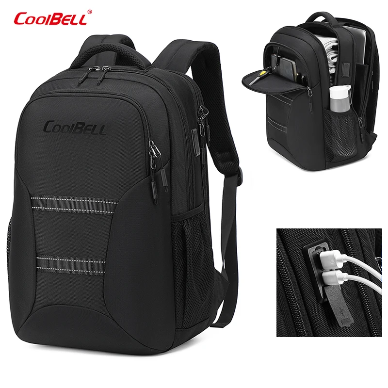 Men's Waterproof 15.6 Inch Laptop Backpack Bag with USB Charging Port Business Work Travel Computer Rucksack for Office Outdoor