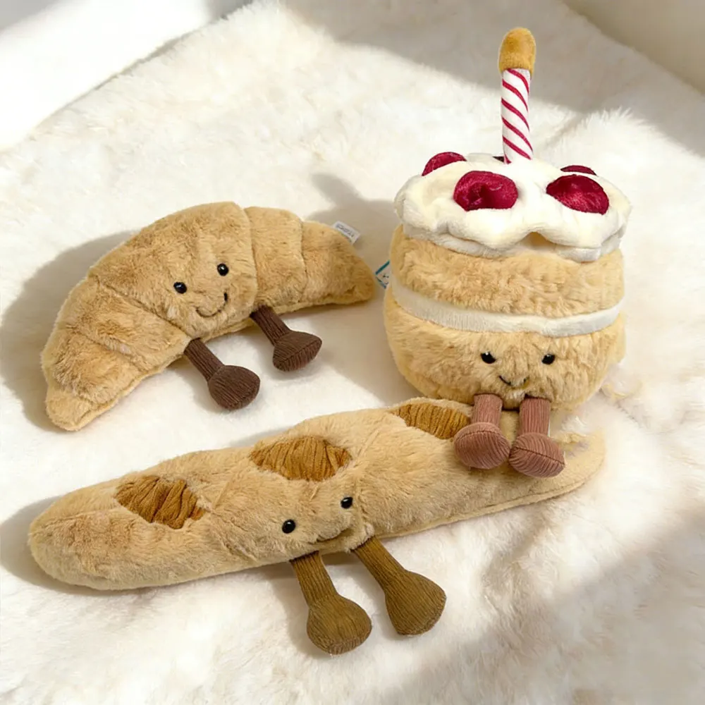 Brand-New Realistic Croissant, Baguette, And Pretzel-Style Birthday Cakes, Plus Plush Toy Gifts For Birthdays And Christmas.