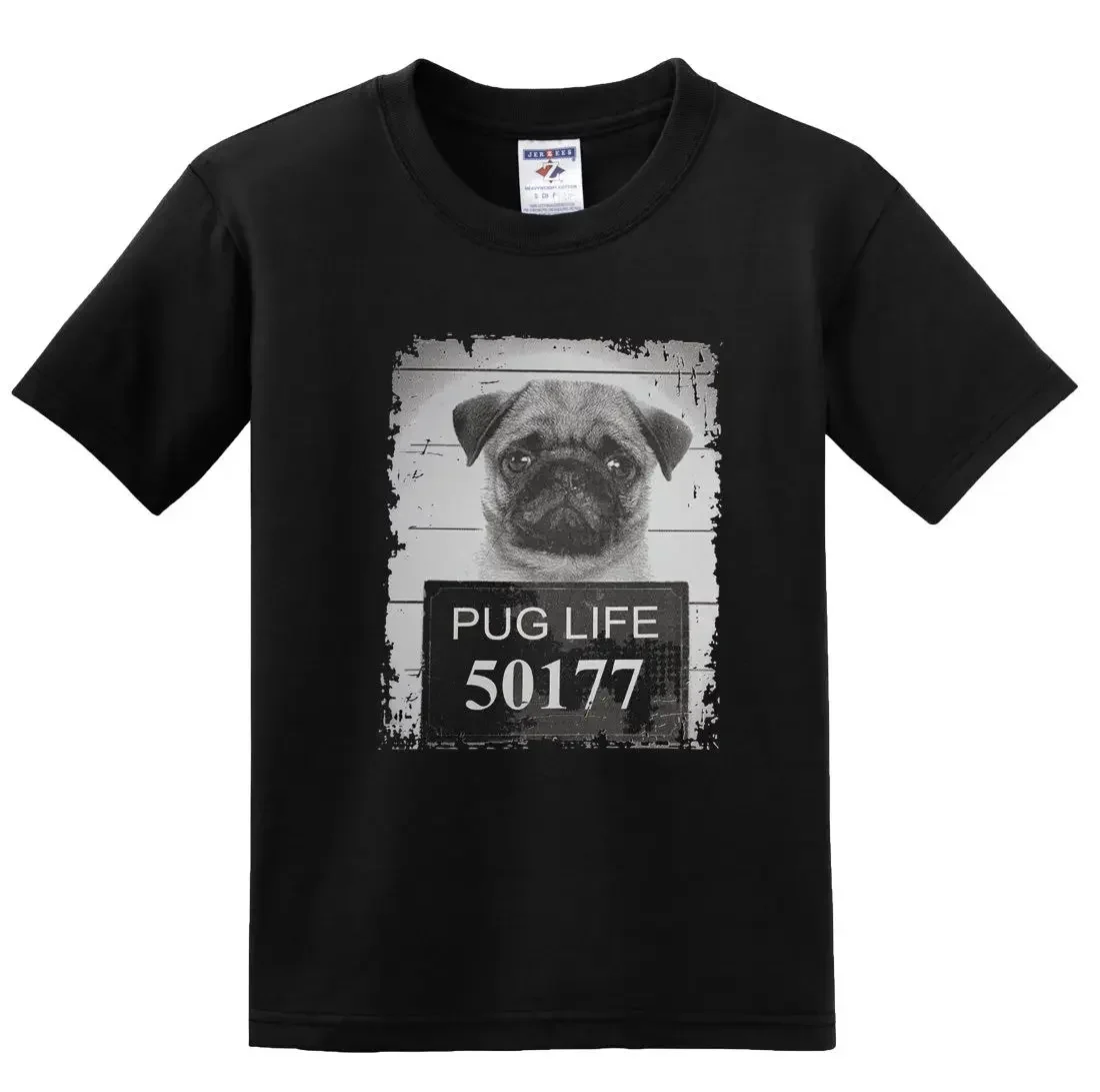 2019 New Short Sleeve Tee NEW! PUG LIFE 50177 ARRESTED DOG # Funny Jokes Humor T-shirts Male T Shirt