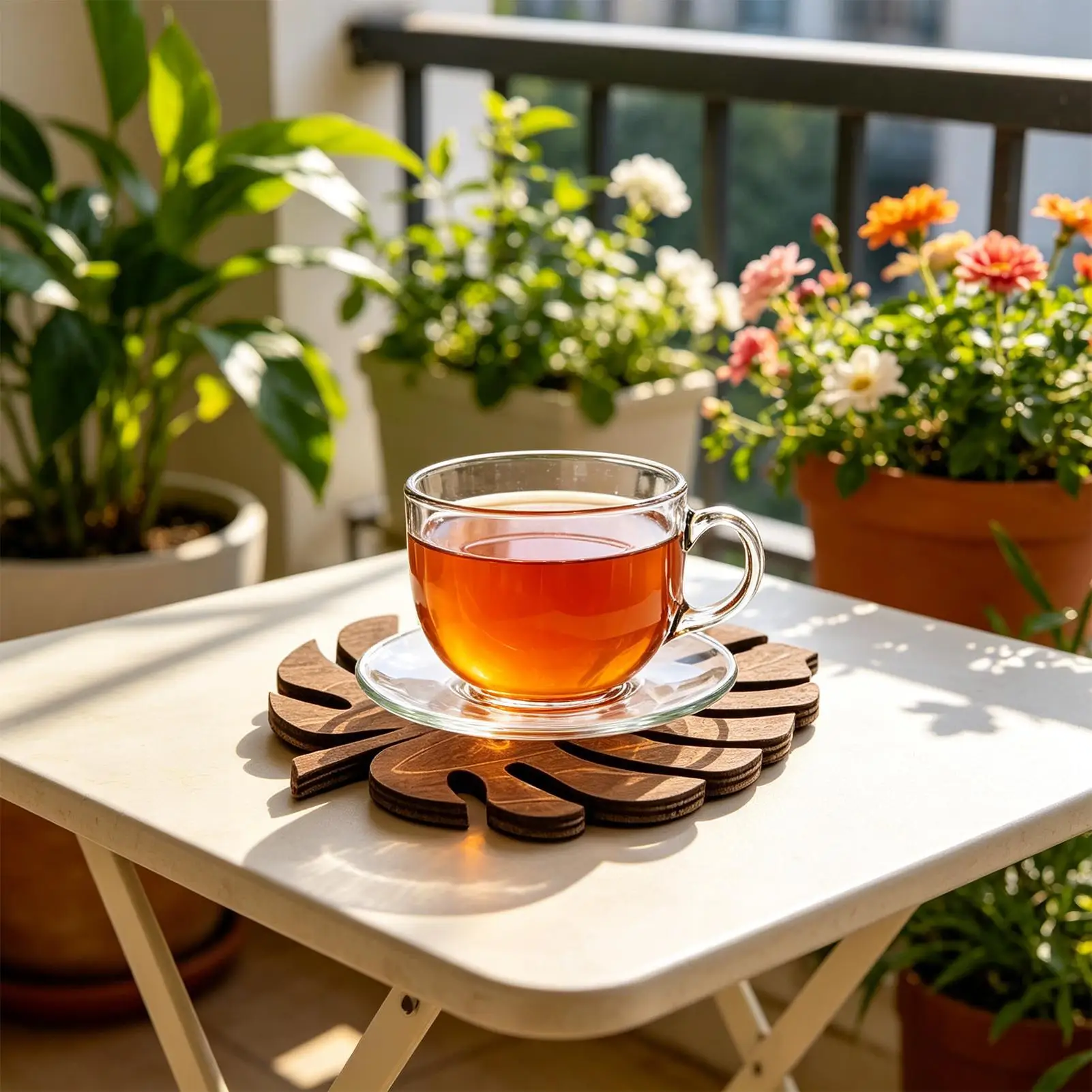 Cup Coasters 3 Pieces Heat Resistant Wooden Table Decor for Home Living Room Bedroom Office Bar Farmhouse Housewarming Party