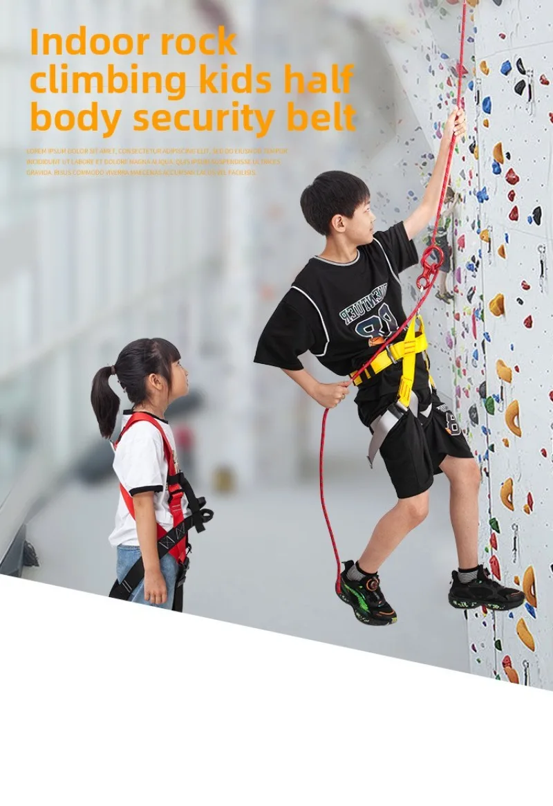 Dziecięca uprząż outdoorowa sportowa do wspinaczki skałkowej, ochraniacz na pół ciała, sprzęt ochronny, wsparcie lędźwiowe, narzędzia górskie do przetrwania w powietrzu.