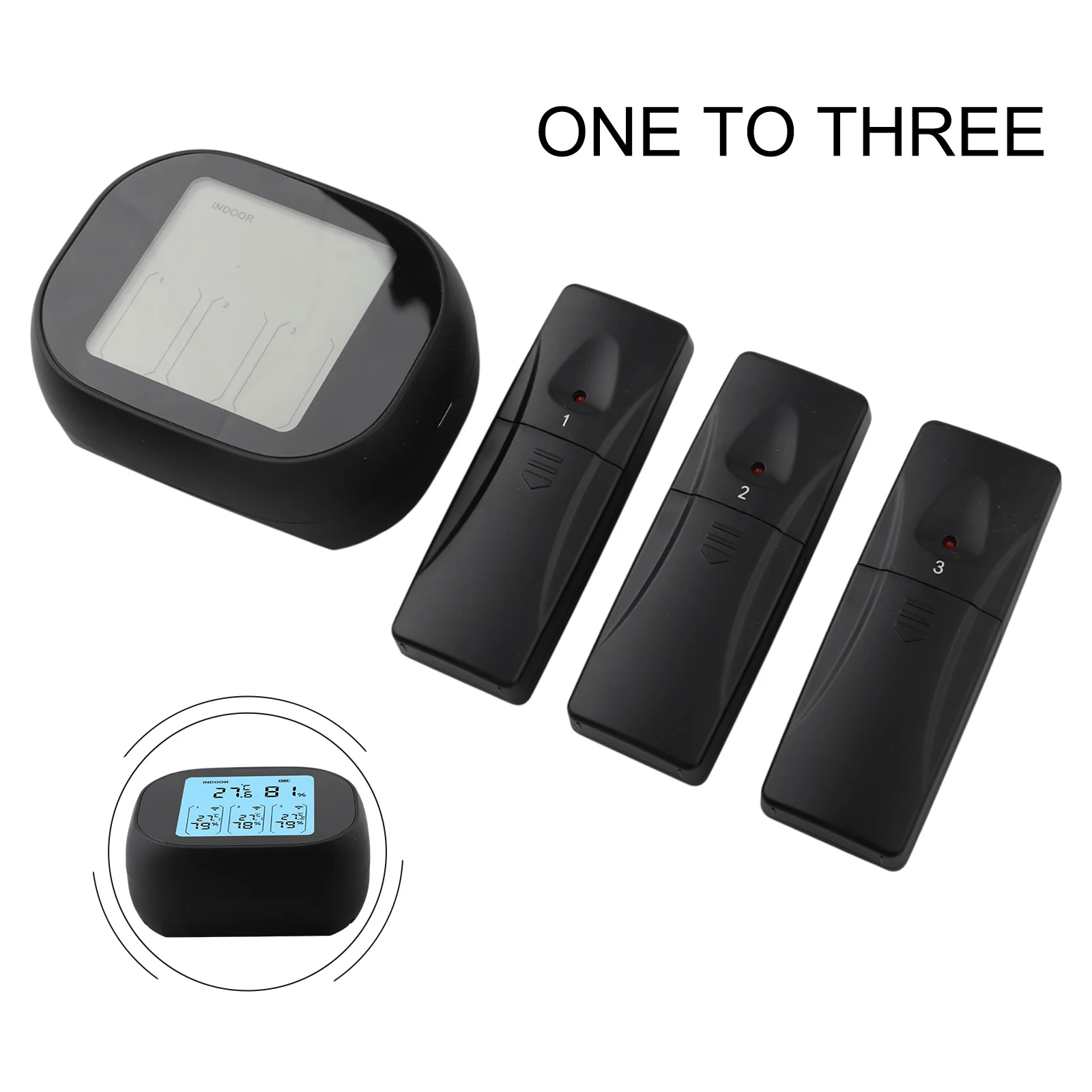 Wireless Thermometer and Hygrometer with USB Charging Anti Touch Buttons and Long Distance Signal Transmission