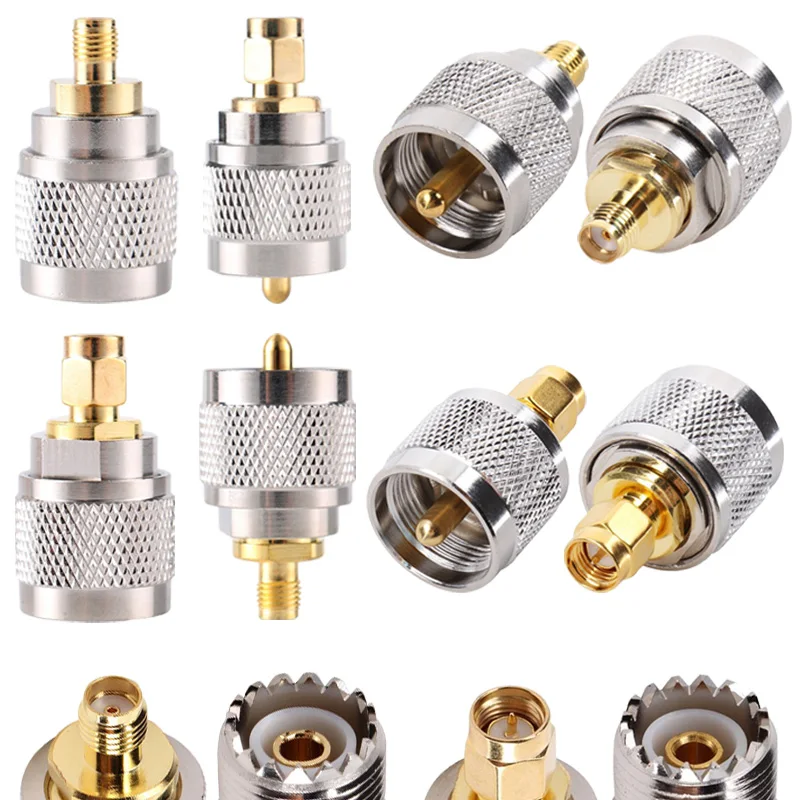 2Pcs Copper SMA Female Jack to UHF PL259 SO239 TNC N Male Female RF Coax Coaxial Straight Connector Converter
