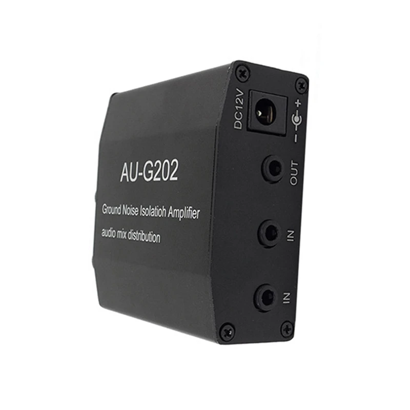 AUG202 DC5-18V Ground Noise Isolation Amplifier Dual Channel 2 In 2 Out Audio Mixer Aluminum Alloy US Plug