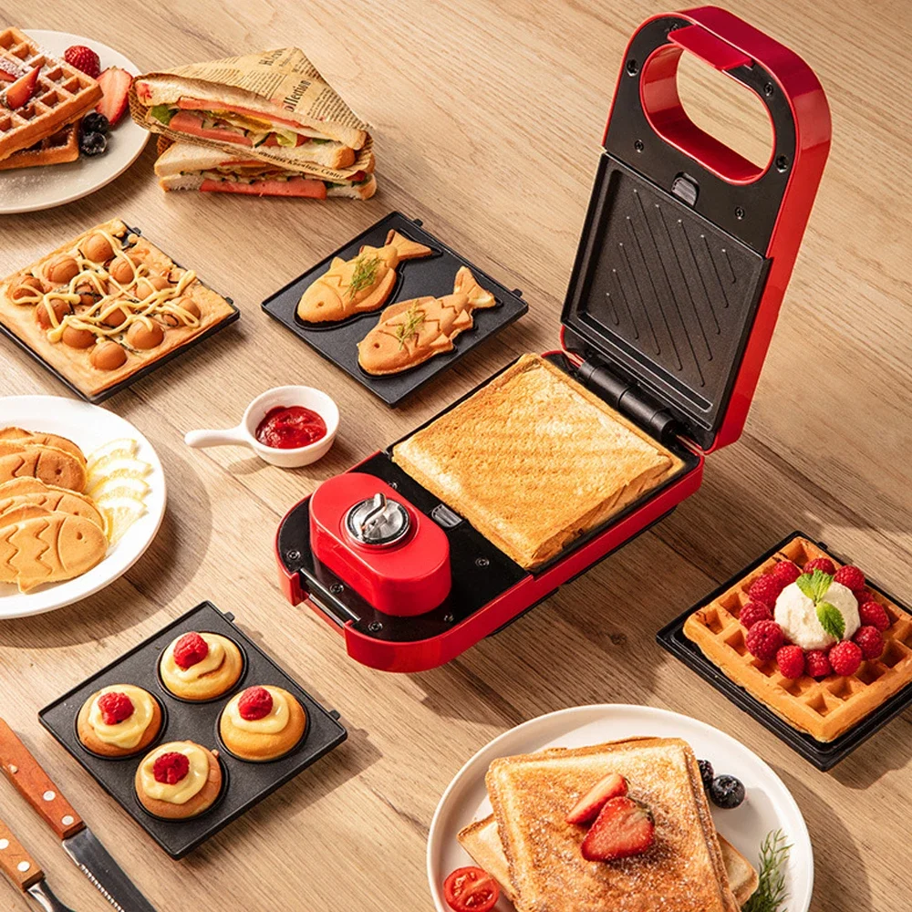 Electric Multifunction Sandwich Waffle Maker Baking Takoyaki Pancake Maker Timed Breakfast Machine Mini