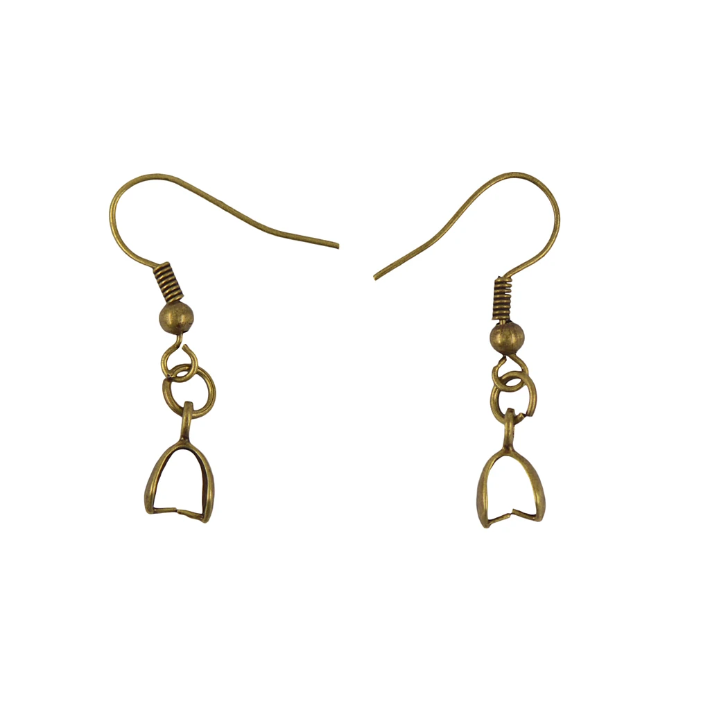 20pcs Brass French Ear Wire Earring Bail Hook - Vintage Bronze, one Size