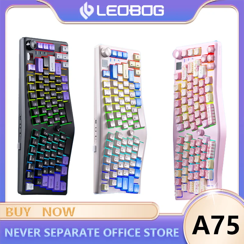 

Leobog Alice A75 Tri-Mode Wireless Mechanical Keyboard Hot Swap Rgb Top Structure Custom With Knob Gamer Keyboard For Pc Desktop