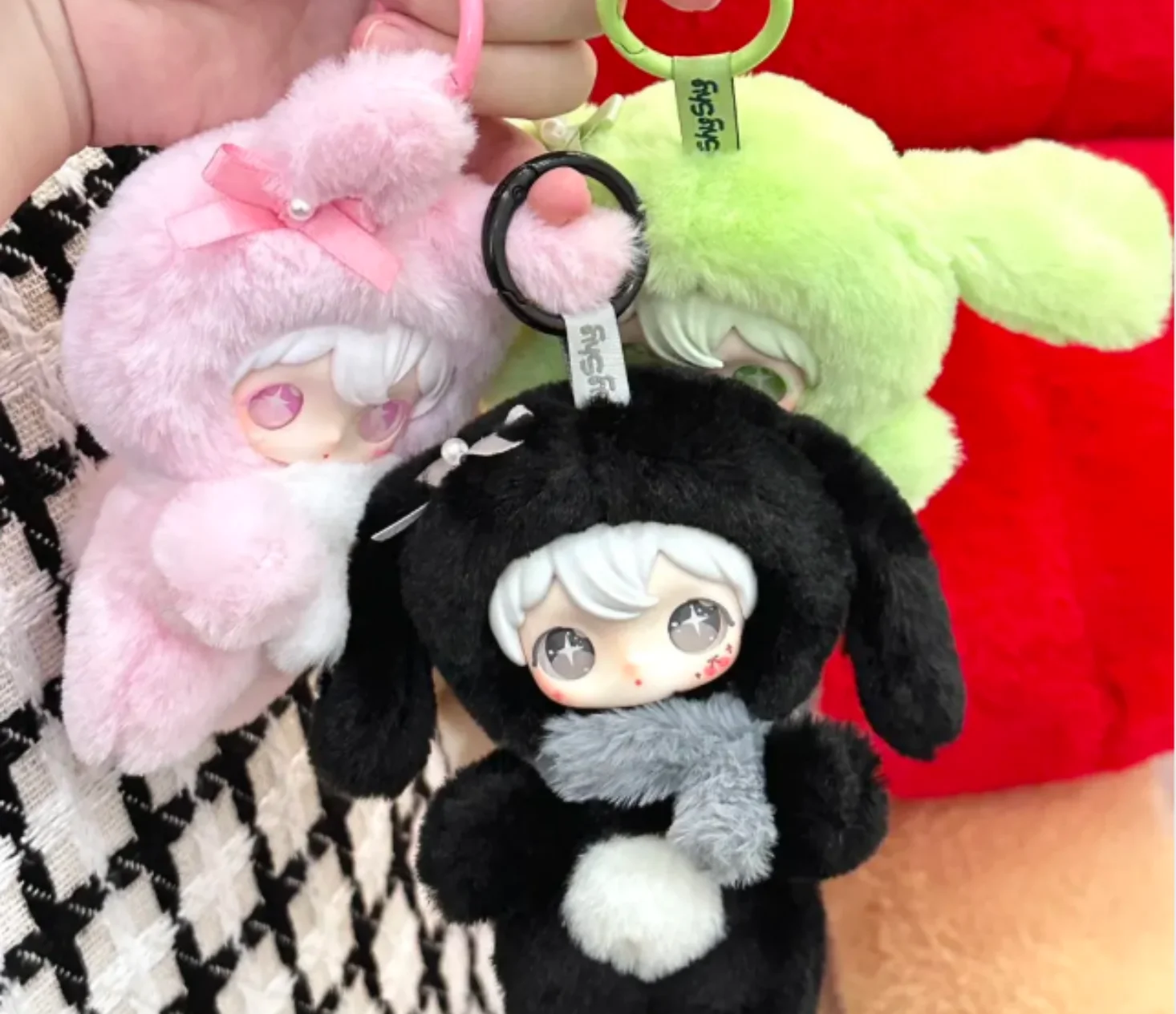 Voor Echte Shyshy Glanzende Kleine Konijn Serie Vinyl Pluche Hanger Blind Box Trendy Pop Desktop Ornament Verrassing Speelgoed Cadeau