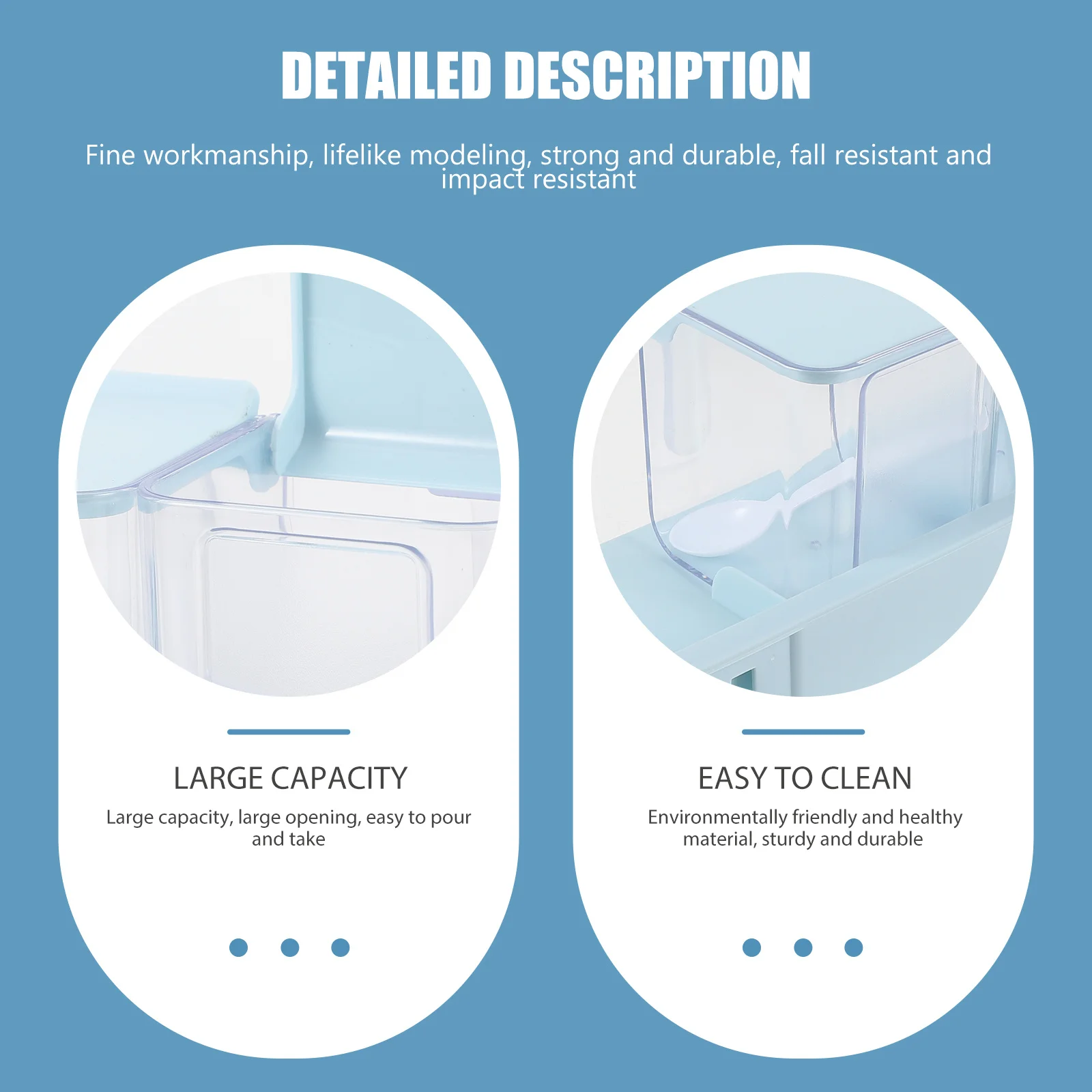 

1 set 1 Set 600Ml Square Seasoning Box Blue Plastic Spice Jar Large Capacity Storage Container For Salt Sugar Pepper Kitchenware