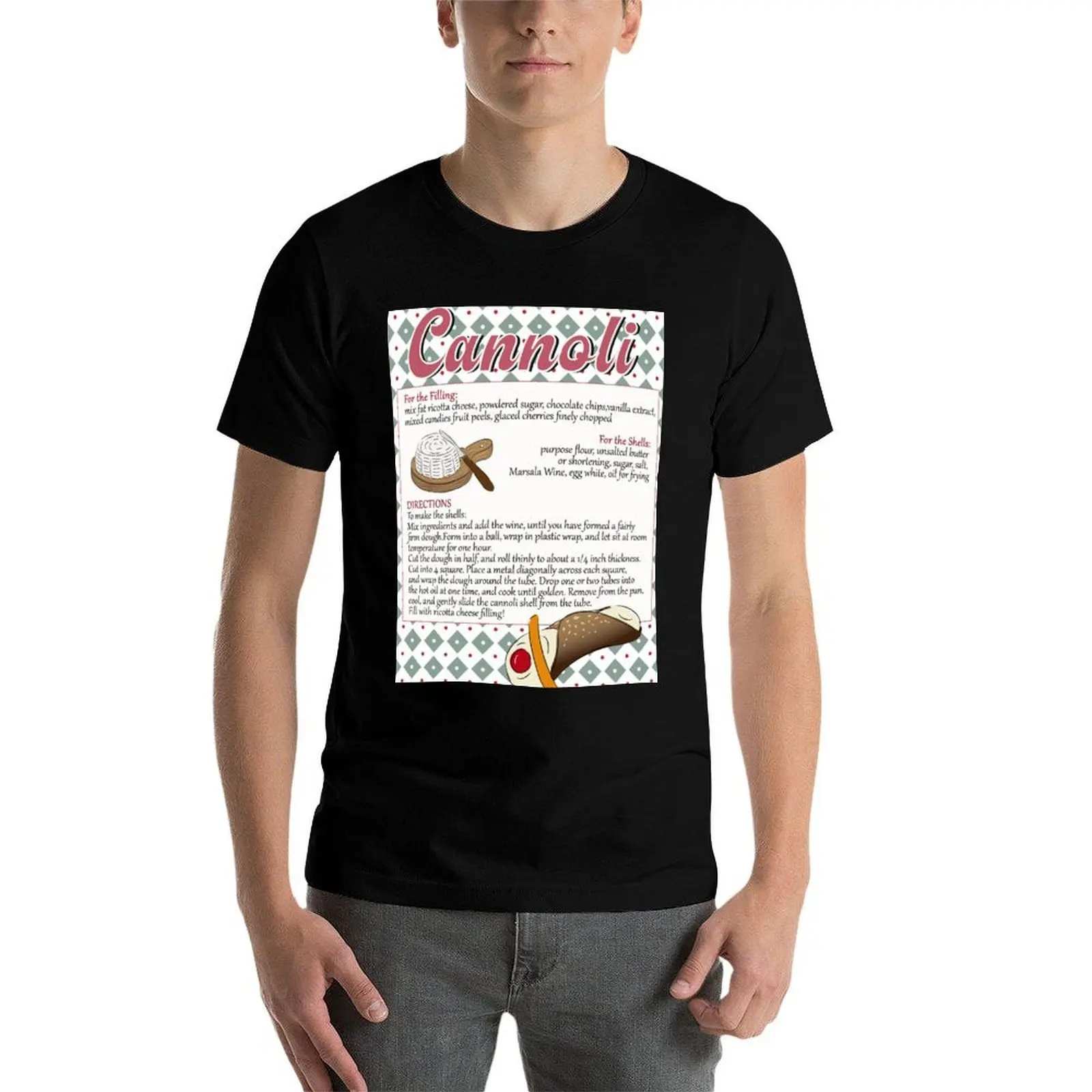 

Sicilian recipe cannoli T-Shirt anime tshirt man t shirts for men casual T-Shirt
