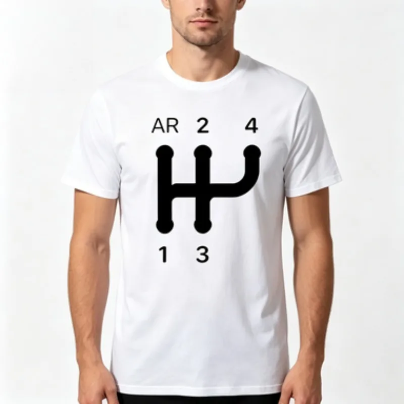 Men 100% Cotton 4 Speed Manual Gear Shift Pattern Car Enthusiast Graphic T Shirt Casual Automotive Male Tees